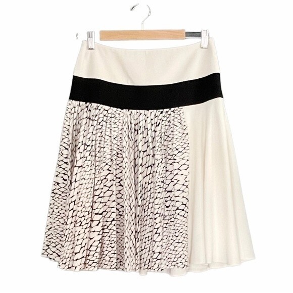Bouchra Jarrar Couture Skirt Pleated Mixed Print Cream & Black EU Size 38 | US 8 - Picture 1 of 10